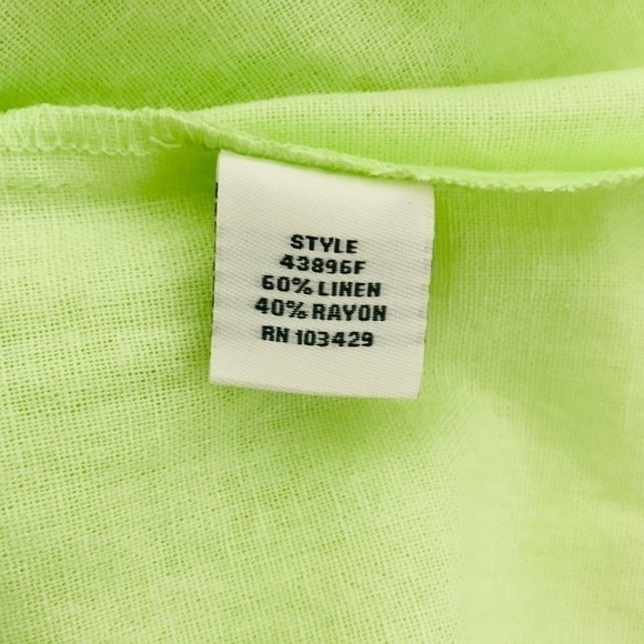 New! Linen Button Down Lime Oversized Camp ShirtTop - Picture 11 of 11